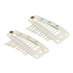 img 3 attached to 100Pcs U-Shape Hair Extension Clips With Rubber, 10-Teeth 9 Holes For DIY Snap Comb Wig (White Beige)