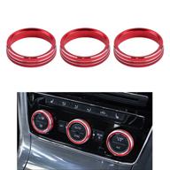 🚗 stylish red trim for volkswagen center console ac control and radio controls - lecart vw tiguan cc passat altas arteon accessories (3pcs) logo