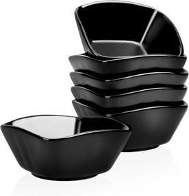 img 4 attached to 6-Piece Black Porcelain Ramekin Set For Creme Brulee, Soup, Dipping, Pudding And Appetizers - 8 Oz Ceramic Bowls