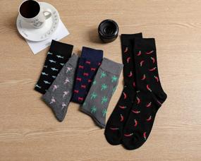 img 2 attached to 5 Pack Men'S Combed Cotton Colorful Patterned Happy & Dress Socks - GLENMEARL