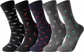 img 4 attached to 5 Pack Men'S Combed Cotton Colorful Patterned Happy & Dress Socks - GLENMEARL