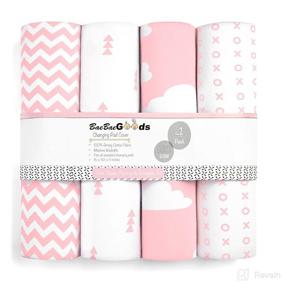 img 2 attached to 👶 Premium Baby Changing Pad Covers 4 Pack – Girl Changing Pad Cover – Pure Cotton, Pink and White – Machine Washable Changing Table Cover – Diaper Changing Pad Sheets