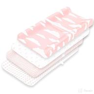 👶 premium baby changing pad covers 4 pack – girl changing pad cover – pure cotton, pink and white – machine washable changing table cover – diaper changing pad sheets логотип