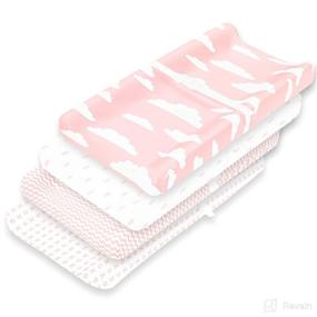 img 4 attached to 👶 Premium Baby Changing Pad Covers 4 Pack – Girl Changing Pad Cover – Pure Cotton, Pink and White – Machine Washable Changing Table Cover – Diaper Changing Pad Sheets