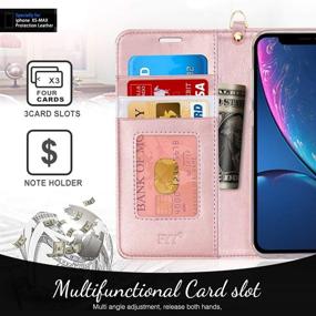 img 2 attached to 🌸 FYY Wallet Case for iPhone Xs Max: Luxury Rose Gold PU Leather Flip Case with Kickstand, Card Holder, and Wrist Strap - 2018 Apple iPhone Xs Max (6.5") Protective Folio Cover