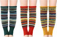 zmart гетры для женщин гетры для девочек, вязаные гетры, зимние теплые гетры, носки в стиле бохо, 3 пары логотип