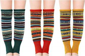 img 3 attached to Zmart Leg Warmers For Women Leg Warmers For Girls, Knit Leg Warmers, Winter Warm Leg Warmer Socks Boho Socks 3 Pairs