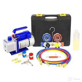 img 4 attached to 🔧 Efficient 4CFM 1/3HP Single Stage Vacuum Pump & 4-Way Manifold Gauge Set for R410A, R22, R134A, R404A Refrigerants – Ideal for HVAC A/C Refrigeration Recharging and Maintenance, Oil-less Design