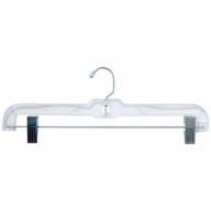 100 pack of clear plastic skirt/pant hangers - nahanco 600rc with short metal swivel hooks and pinch clips, heavy duty, 14 inches logo
