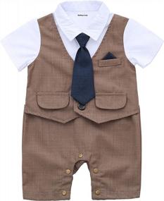 img 4 attached to 👶 HMD Baby Boy Gentleman White Shirt Waistcoat Bowtie Tuxedo Onesie: Stylish Jumpsuit for Your Little One