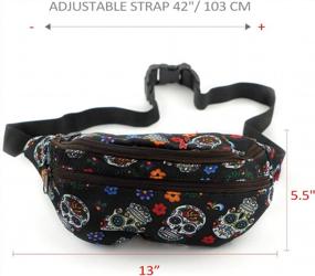img 3 attached to Colorful Sugar Skull Hiking Fanny Pack - Stylish Canvas Bum Bag For Women