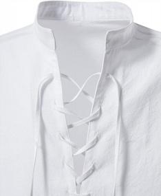 img 1 attached to Retro-Inspired Men'S Lace-Up Cotton Shirts For Medieval, Viking & Hippie Style