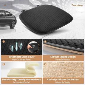 img 1 attached to Tsumbay Breathable Car Seat Cushion With Memory Foam For Home/Office/Car Use - Non-Slip And Comfortable, Universal Fit Mesh Fabric Seat Pad With Anti-Slip Bottom - 1Pcs