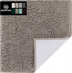 img 4 attached to Soft And Absorbent Non-Slip Bathroom Rug - 24X16 Inch Shaggy Bath Mat - Machine Washable Beige Plush Rug - Perfect For Shower And Bathroom - Chenille Material For Extra Comfort