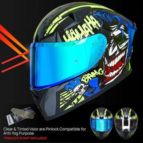 img 3 attached to 🤩 ILM Full Face Motorcycle Helmet with Pinlock Compatible Clear & Tinted Visors and Fins - Street Bike Motocross Casco DOT Model Z501 (Surprise Yellow, Large)