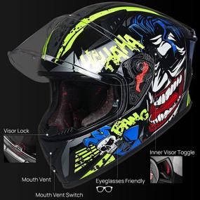 img 2 attached to 🤩 ILM Full Face Motorcycle Helmet with Pinlock Compatible Clear & Tinted Visors and Fins - Street Bike Motocross Casco DOT Model Z501 (Surprise Yellow, Large)