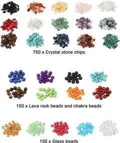 img 2 attached to 💎 PP OPOUNT 2177 Pieces Natural Gemstone Irregular Crystal Chips Stone Beads Kit with Elastic Strings, Fishing Threads, Wires, Spacer Beads, Pendants & More for DIY Jewelry Making