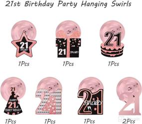 img 3 attached to 🌹 Rose Gold Foil 21 Hanging Swirls - Finally 21 Birthday Hat Cake Gift Star Decorations - 21st Birthday Decorations for Her - 8Pcs - 21 Year Old Party Supplies