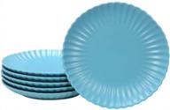 6-piece bonnoces blue matte porcelain dinner plate set - 10-inch flower shape fluted salad plates for serving dessert, pasta & steak logo