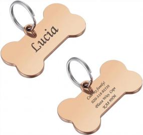 img 4 attached to Valyria Stainless Steel Custom Engraved Rose Gold Bone Pet ID Tags For Large Dogs 29Mmx50Mm(1 1/8" X 1")