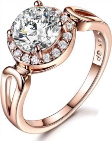 img 4 attached to Stunning CZ Round White Stone Women'S Ring On Rose-Gold Base By GULICX Jewelry