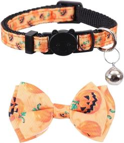 img 3 attached to 🎃 Lamphyface Halloween Cat Collar - Breakaway with Adorable Bow Tie and Bell for Kitty - Adjustable Safety