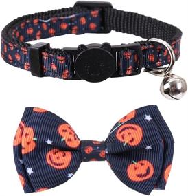 img 2 attached to 🎃 Lamphyface Halloween Cat Collar - Breakaway with Adorable Bow Tie and Bell for Kitty - Adjustable Safety