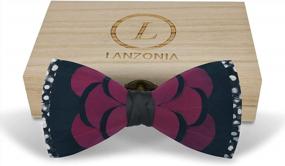 img 1 attached to 👔 Handmade Lanzonia Feather Bow Ties for Men - Ideal for Weddings and Dating