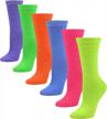 6 pairs debra weitzner women's cotton crew socks - colorful argyle patterned fun socks for girls logo