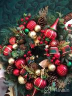 img 1 attached to Make Your Home Festive With Valery Madelyn'S Pre-Lit Large Christmas Wreath In Traditional Red Green Gold Colors review by Mary Pattinson