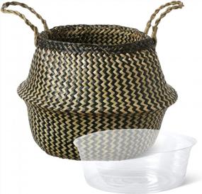 img 3 attached to Small & Large Seagrass Belly Baskets - Perfect For Home Decor, Storage, Laundry, Picnics & Grocery Shopping!