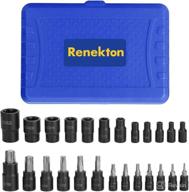 🔧 renekton master torx bit socket and external torx socket set: 25 piece set of s2 and cr-v steel tamper proof bit sockets логотип