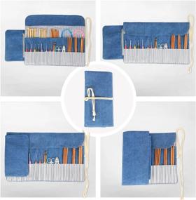 img 2 attached to Luxja Knitting Needles Organizer, сумка на колесиках для вязальных спиц (до 10 дюймов), крючки и аксессуары для вязания (аксессуары в комплект не входят), синий