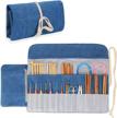 luxja knitting needles organizer, rolling bag for knitting needles (up to 10 inches), crochet hooks and accessories (no accessories included), blue logo