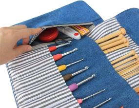 img 1 attached to Luxja Knitting Needles Organizer, сумка на колесиках для вязальных спиц (до 10 дюймов), крючки и аксессуары для вязания (аксессуары в комплект не входят), синий