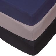 get your baby cozy with belsden's microfiber crib sheets trio set in navy, grey & black logo