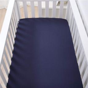 img 2 attached to Get Your Baby Cozy With Belsden'S Microfiber Crib Sheets Trio Set In Navy, Grey & Black