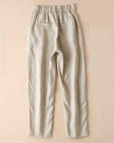 img 3 attached to Women'S 100% Linen Tapered Dress Pants - IXIMO Front Pleated Ankle Length