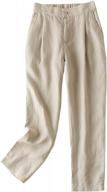 women's 100% linen tapered dress pants - iximo front pleated ankle length logo