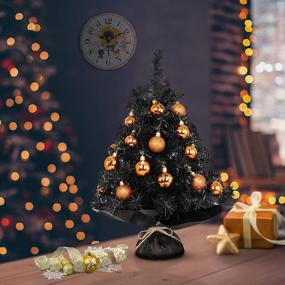 img 1 attached to Мини-набор рождественской елки с фиолетовыми светодиодными огнями - идеально подходит для украшения стола в помещении!