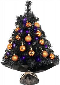 img 4 attached to Мини-набор рождественской елки с фиолетовыми светодиодными огнями - идеально подходит для украшения стола в помещении!