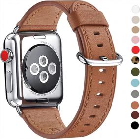 img 4 attached to Обновите свои часы IWatch с помощью ремешков из высококачественной зернистой кожи WFEAGL разных цветов, совместимых с сериями IWatch 1-5 (коричневый ремешок + серебряный адаптер, 38 мм 40 мм)