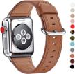 upgrade your iwatch with wfeagl top grain leather bands in many colors - compatible with iwatch series 1-5 (brown band+silver adapter, 38mm 40mm) logo