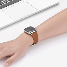 img 1 attached to Upgrade Your IWatch With WFEAGL Top Grain Leather Bands In Many Colors - Compatible With IWatch Series 1-5 (Brown Band+Silver Adapter, 38Mm 40Mm)