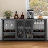 grey wine bar cabinet with glass holder and detachable rack, buffet sideboard table for living room, kitchen and dining room - homyshopy logo