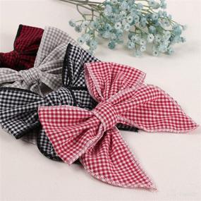 img 2 attached to 🎀 Stylish and Versatile: 14 Pcs Large Linen Hair Bows for Girls by TOKUFAGU - Hand-Made Cotton Linen Alligator Clips in 14 Vibrant Colors for Toddler Kids Girls