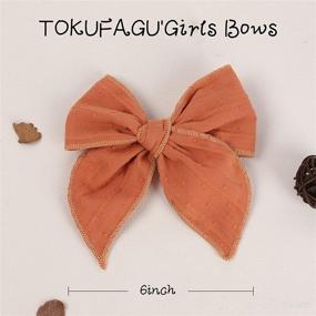 img 1 attached to 🎀 Stylish and Versatile: 14 Pcs Large Linen Hair Bows for Girls by TOKUFAGU - Hand-Made Cotton Linen Alligator Clips in 14 Vibrant Colors for Toddler Kids Girls