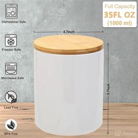 img 2 attached to 🍶 Kopmath Ceramic Food Storage Jar, 35 FL OZ (1000 ml), Kitchen Canister with Bamboo Lid – Sturdy Dishwasher-Safe Container for Coffee, Sugar, Tea, Nuts, Snacks, and Sourdough Starter