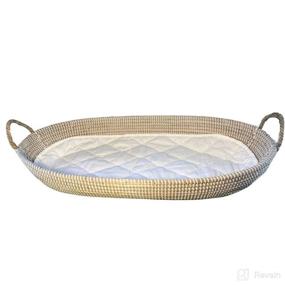 img 4 attached to 🏻 CPSC Safety Compliant Baby Changing Basket with Woven Diaper Changing Table Basket – Includes Natural Changing Pad Liner – Seagrass Table Basket (32” x 16“ x 4“) in White