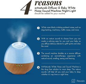 img 3 attached to artnaturals Essential Oil Diffuser & Baby White Noise Sound Machine: 6 Soothing Sounds for Sleep Therapy - Aromatherapy Humidifier with Night Light, Ideal for Babies, Kids & Adults